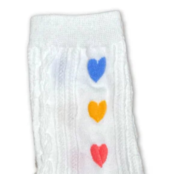 NWT Playful Hearts White Ribbed Crew Socks - Picture 3 of 6